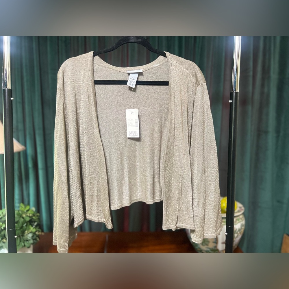 Catherines Metallic Beige Shrug / Cropped Cardigan